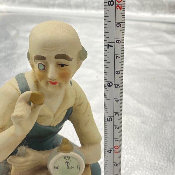 Vintage Porcelain Figurine Of Clockmaker‎ Crafting A Timepiece pocket watch 7.5” - Picture 11 of 11